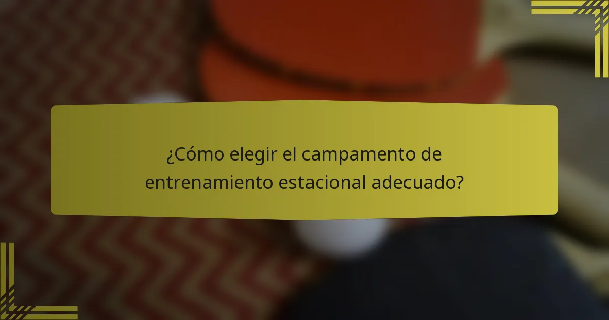 ¿Cómo elegir el campamento de entrenamiento estacional adecuado?