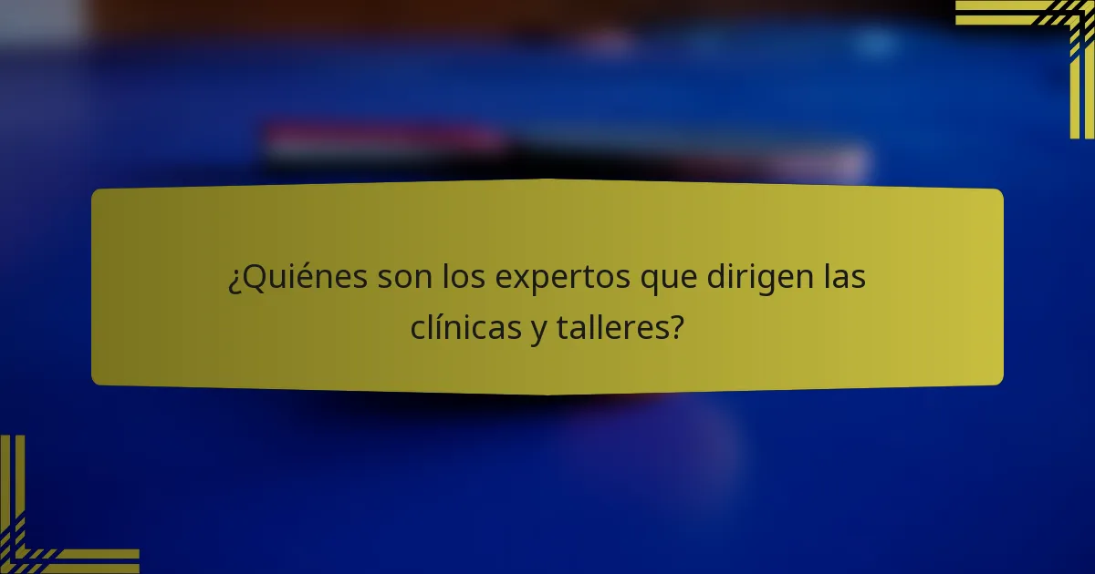 ¿Quiénes son los expertos que dirigen las clínicas y talleres?